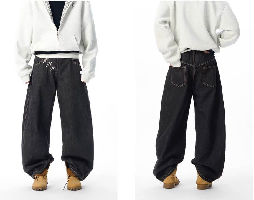 JHYQ Metal Snap Buckle Baggy Machete Jeans