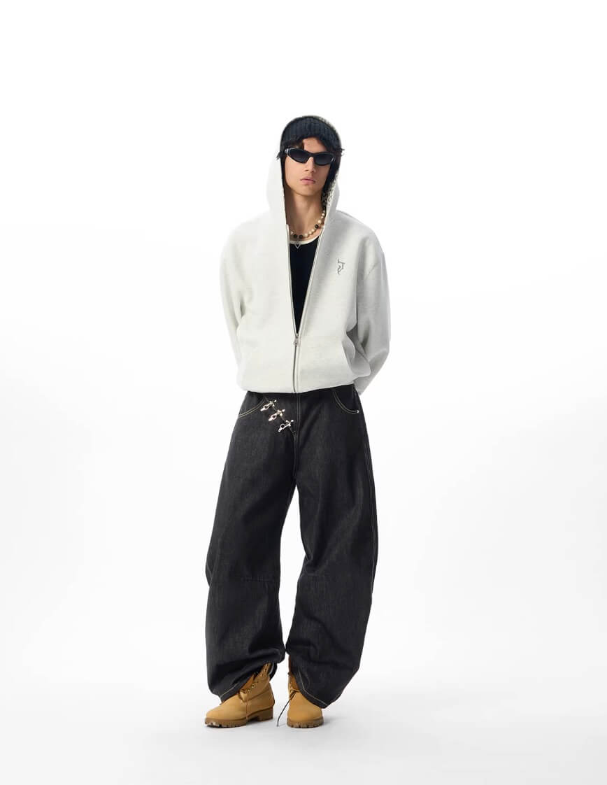 JHYQ Metal Snap Buckle Baggy Machete Jeans
