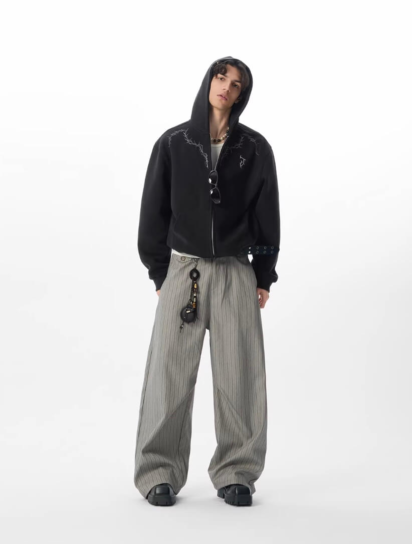 JHYQ Pinstripe Wide Leg Suit Pants