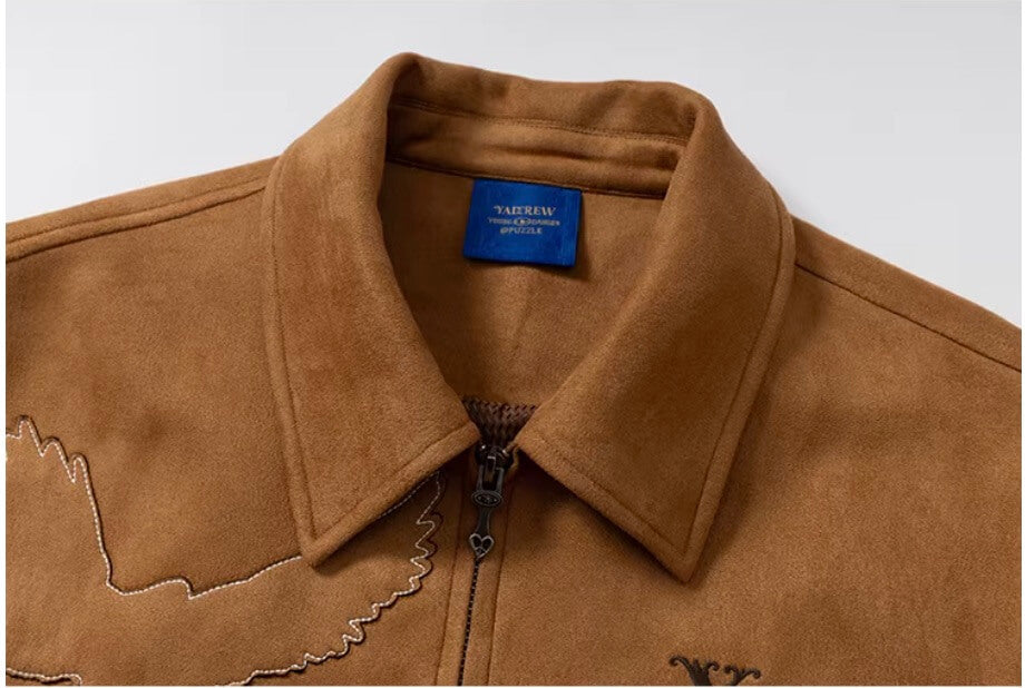 YADcrew Peace Dove Patch Suede Jacket