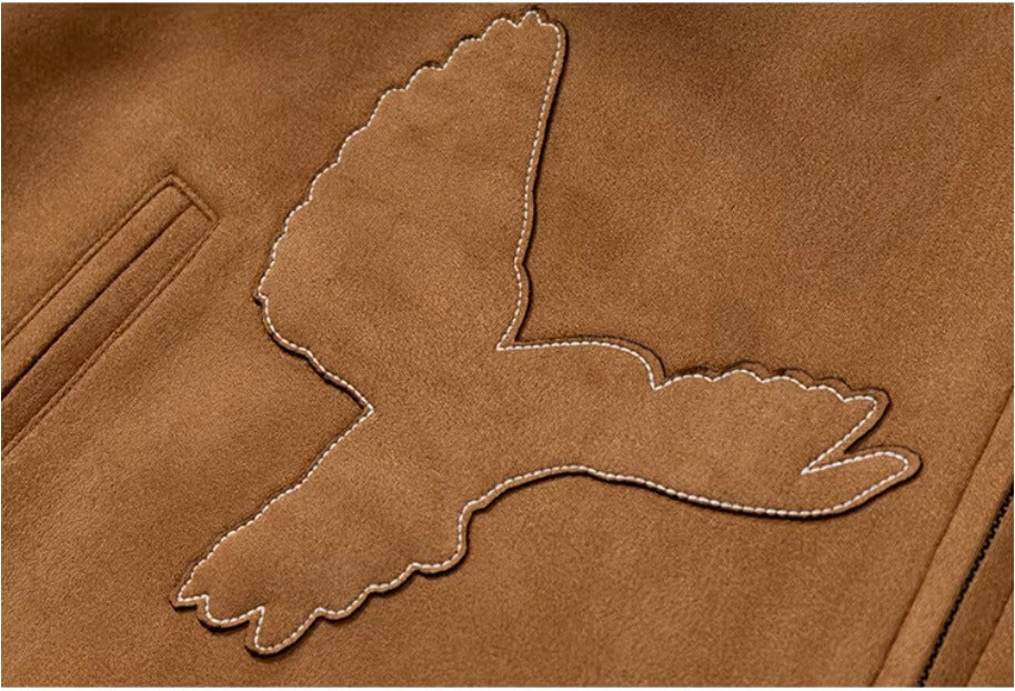 YADcrew Peace Dove Patch Suede Jacket