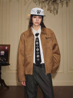 YADcrew Peace Dove Patch Suede Jacket