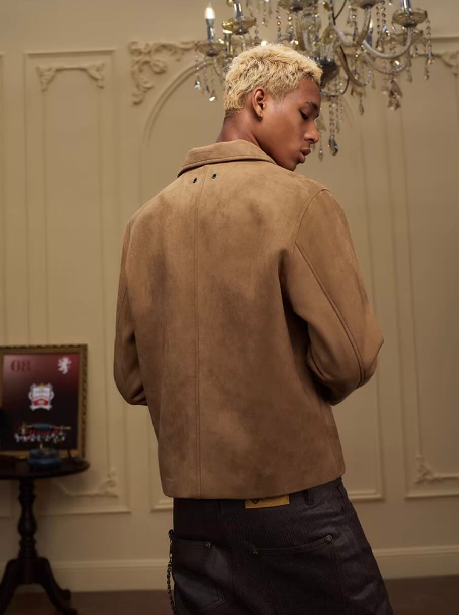 YADcrew Peace Dove Patch Suede Jacket