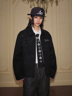 YADcrew Peace Dove Patch Suede Jacket