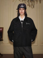 YADcrew Peace Dove Patch Suede Jacket