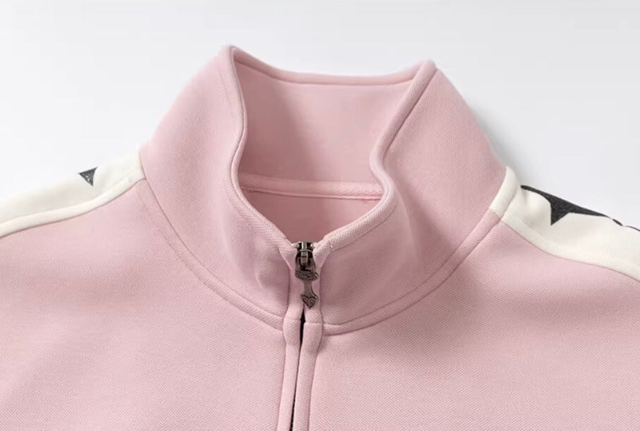 YADcrew Glitter Star Sleeve Stripe Track Jacket