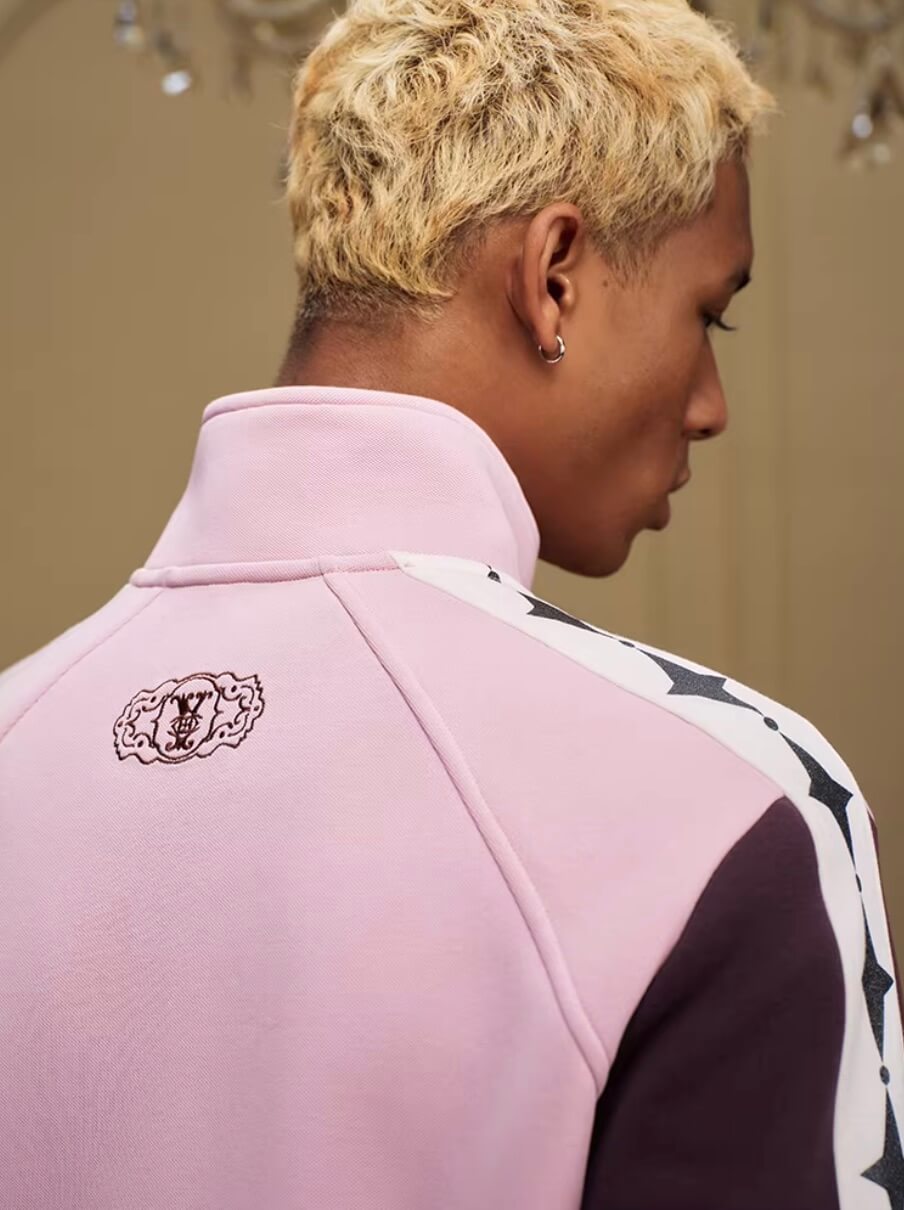 YADcrew Glitter Star Sleeve Stripe Track Jacket