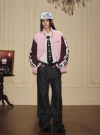 YADcrew Glitter Star Sleeve Stripe Track Jacket