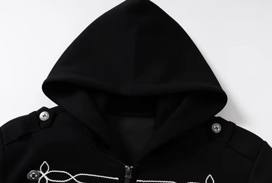 YADcrew Napoleonic Style Epaulette Zip Up Hoodie