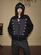 YADcrew Napoleonic Style Epaulette Zip Up Hoodie