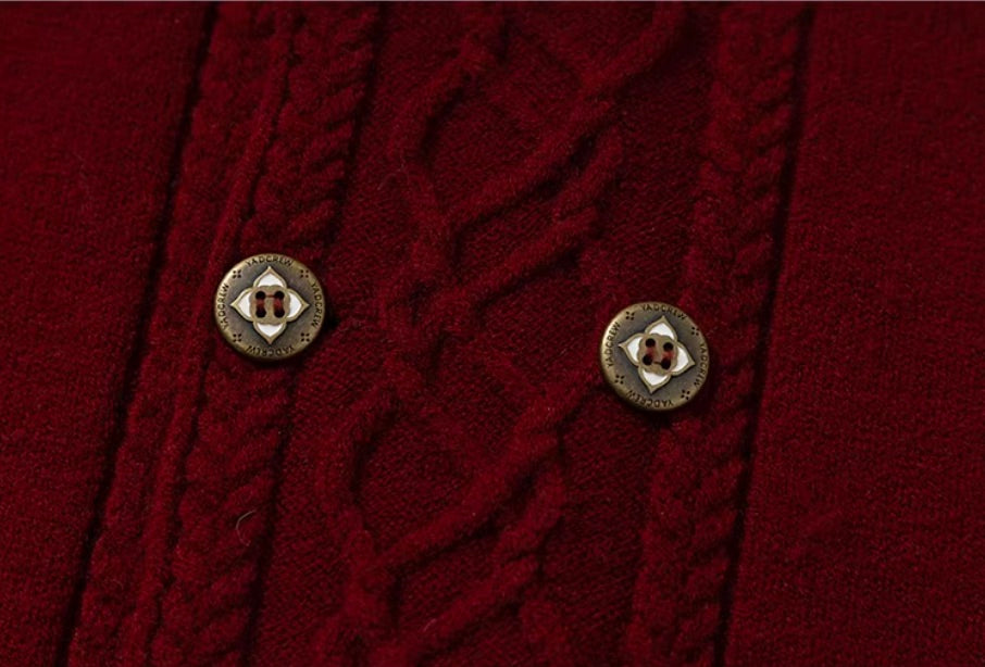 YADcrew Double Breasted Metal Button Cable Knit Cardigan