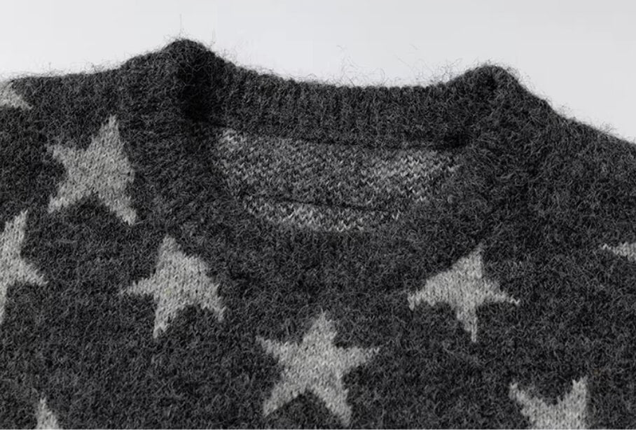 YADcrew All Over Star Fuzzy Knit Sweater