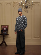 YADcrew All Over Star Fuzzy Knit Sweater