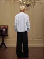YADcrew Baroque Embroidered Striped Long Sleeve Shirt