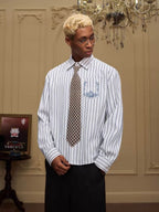 YADcrew Baroque Embroidered Striped Long Sleeve Shirt