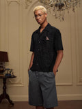YADcrew Wavy Stripe Fuzzy Short Sleeve Shirt