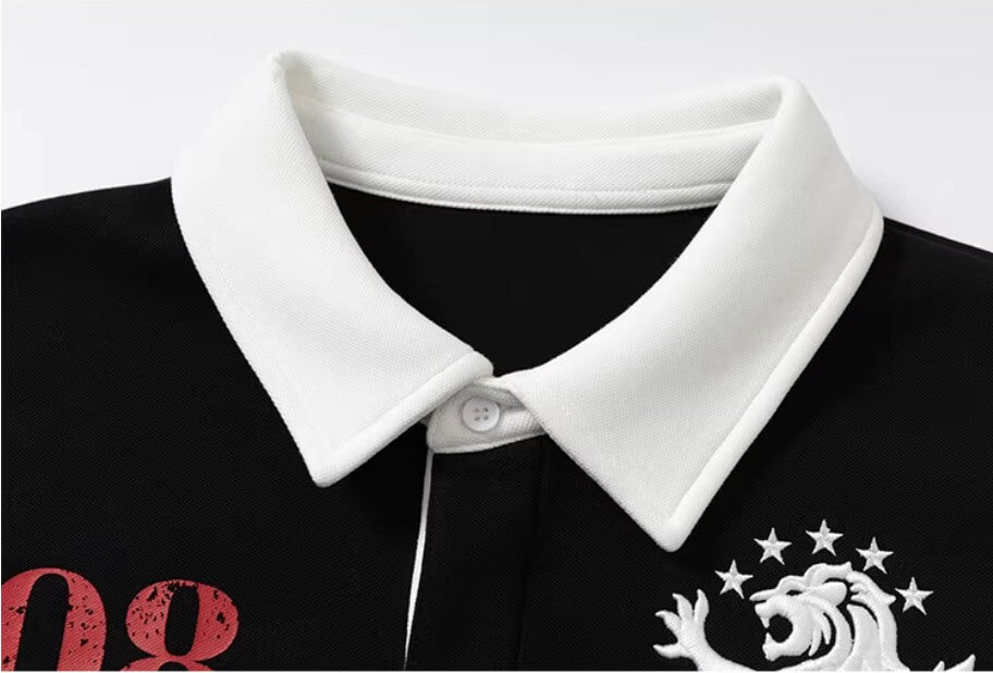 YADcrew Lion Crest Embroidered Polo Shirt