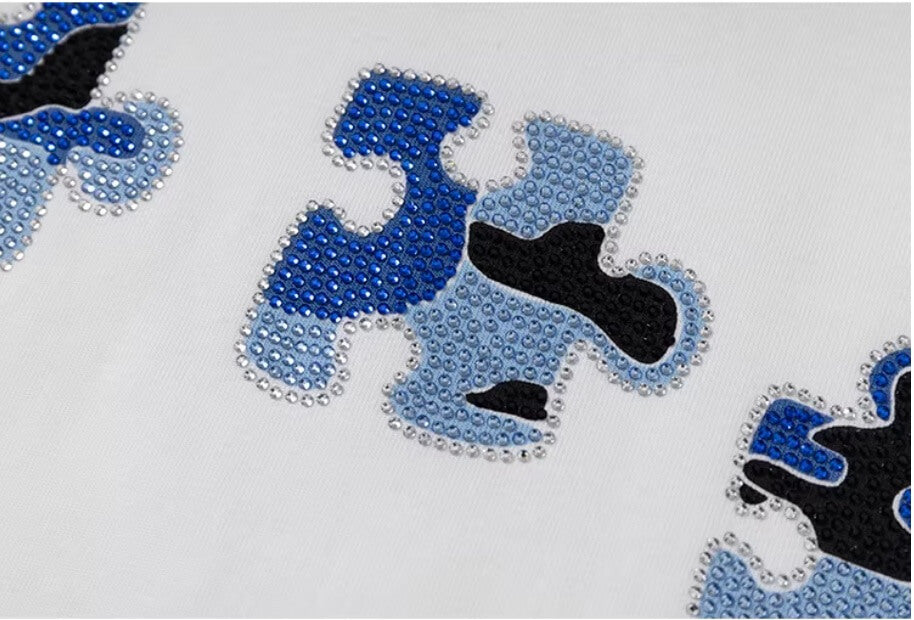 YADcrew Camo Rhinestone Puzzle Tee