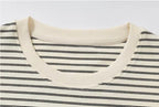 YADcrew Vintage Lion Print Striped Long Sleeve Tee