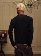 YADcrew Neck Logo Print Stretch Long Sleeve Tee