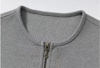 YADcrew Baroque Embroidered Half Zip Waffle Thermal Long Sleeve Tee