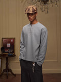 YADcrew Baroque Embroidered Half Zip Waffle Thermal Long Sleeve Tee