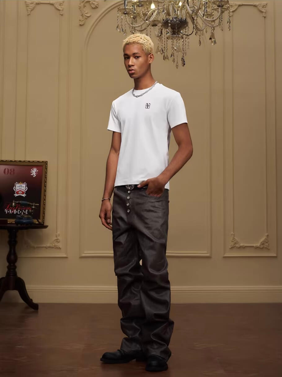 YADcrew Box Logo Slim Fit Basic Tee