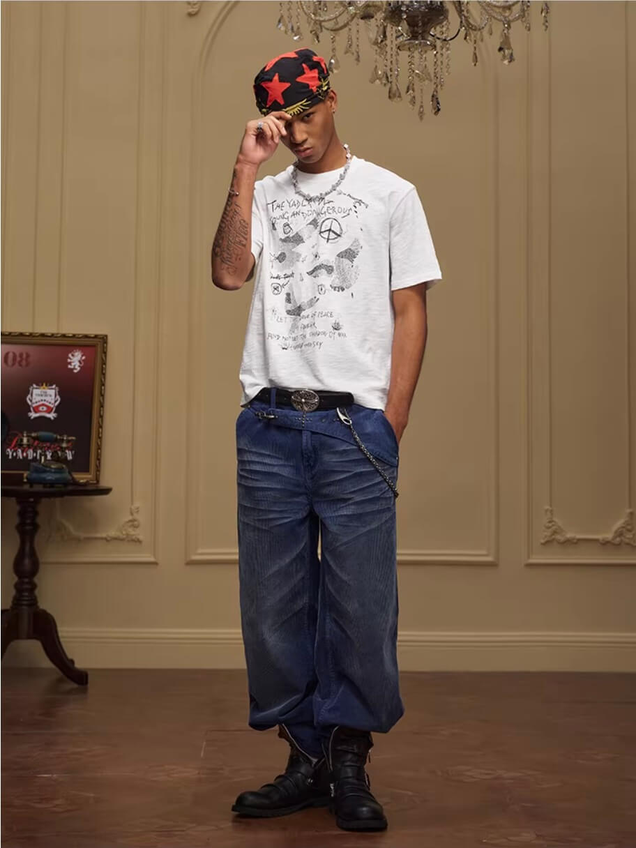 YADcrew Vintage Rhinestone Camo Dove Tee