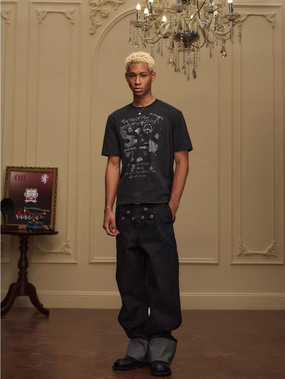 YADcrew Vintage Rhinestone Camo Dove Tee