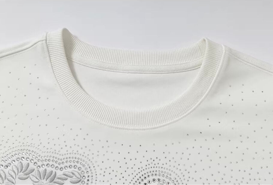 YADcrew Galaxy Rhinestone 3D Logo Embroidered Tee