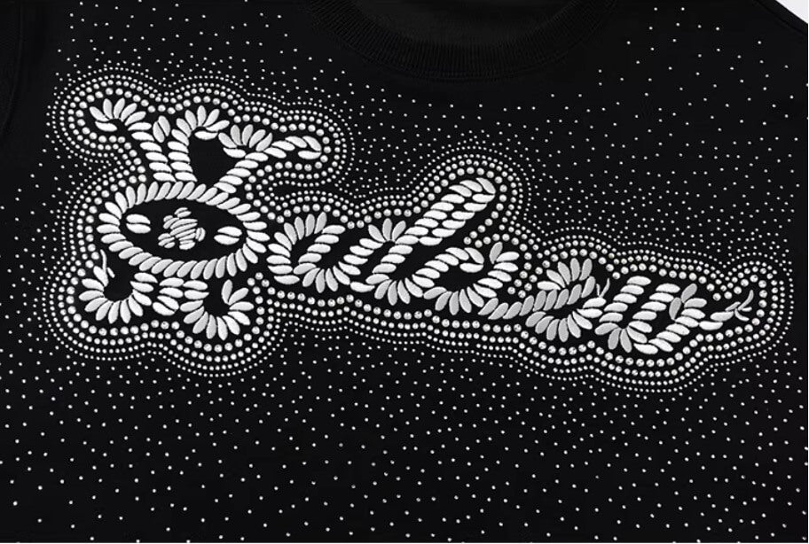YADcrew Galaxy Rhinestone 3D Logo Embroidered Tee