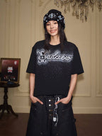 YADcrew Galaxy Rhinestone 3D Logo Embroidered Tee