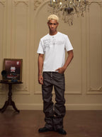 YADcrew Galaxy Rhinestone 3D Logo Embroidered Tee