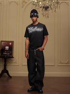 YADcrew Galaxy Rhinestone 3D Logo Embroidered Tee