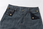 YADcrew Fold Over Leather Patch Pocket Jeans