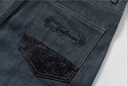 YADcrew Fold Over Leather Patch Pocket Jeans