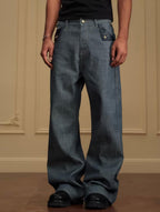 YADcrew Fold Over Leather Patch Pocket Jeans