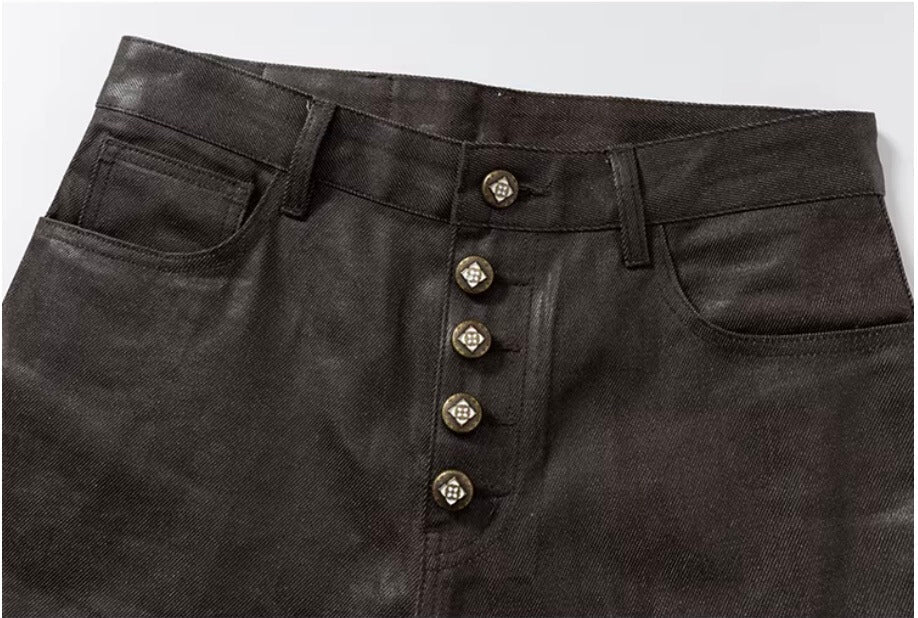 YADcrew Five Button Waxed Denim Jeans