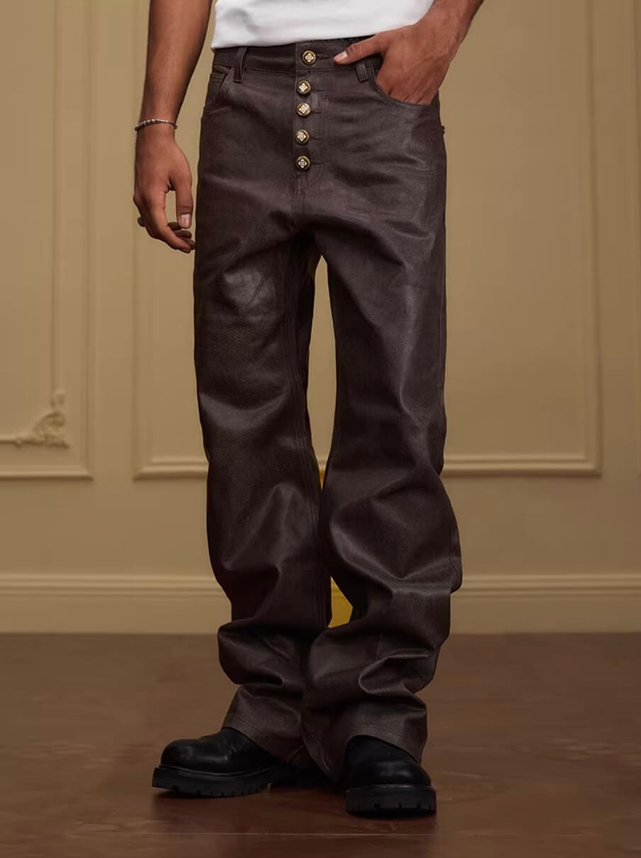 YADcrew Five Button Waxed Denim Jeans
