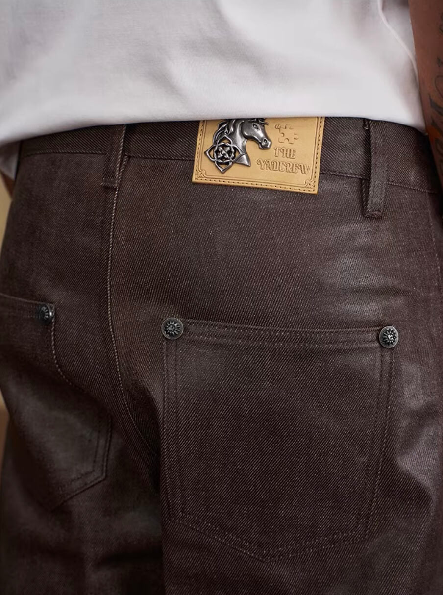 YADcrew Five Button Waxed Denim Jeans