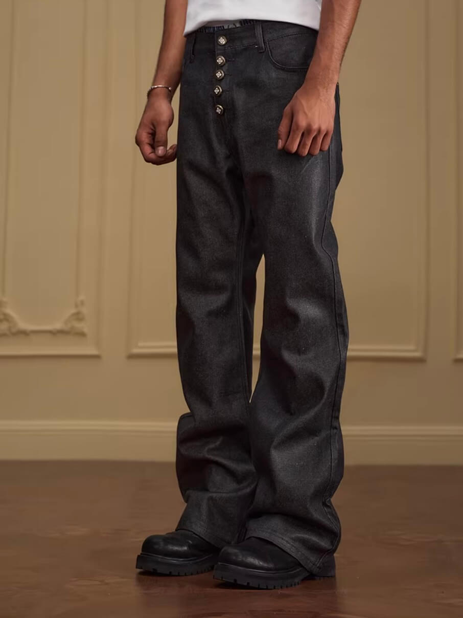 YADcrew Five Button Waxed Denim Jeans