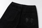 YADcrew Silver Eyelet Contrast Cuff Baggy Jeans