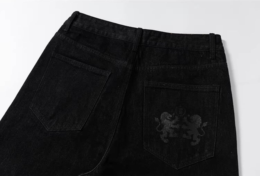 YADcrew Silver Eyelet Contrast Cuff Baggy Jeans