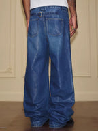 YADcrew PU Jelly Finish Washed Flared Denim Jeans
