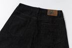 YADcrew Five Button Black Denim Baggy Jeans
