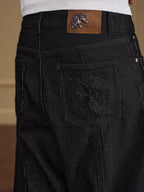 YADcrew Five Button Black Denim Baggy Jeans
