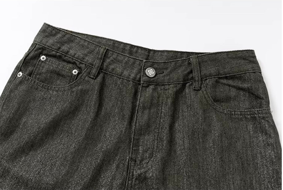 YADcrew Olive Green Metallic Thread Jeans