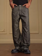 YADcrew Olive Green Metallic Thread Jeans