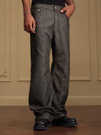 YADcrew Olive Green Metallic Thread Jeans