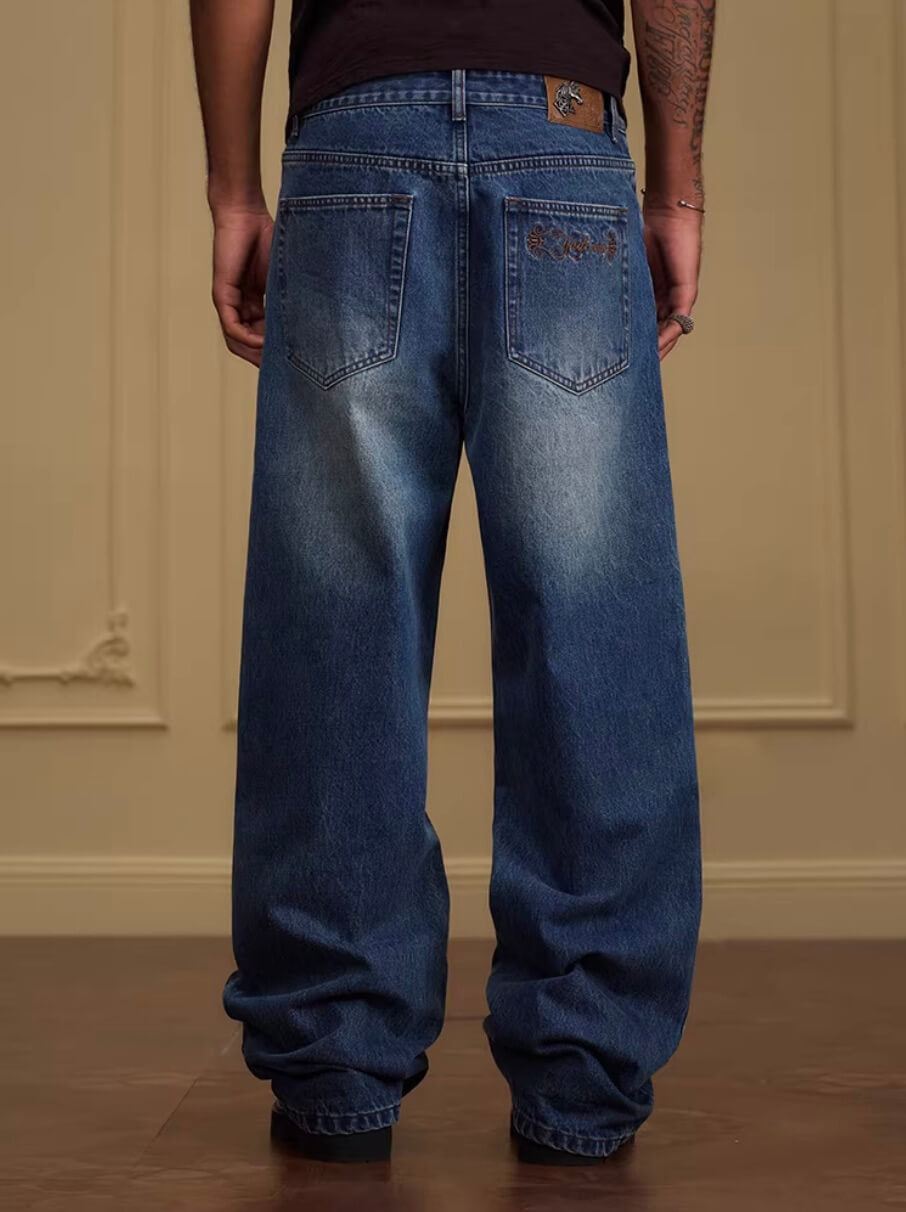 YADcrew Vintage Whiskered Washed Flared Jeans